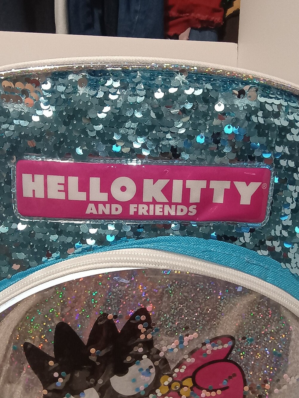Hello Kitty & Friends Sequin Backpack NWT Sparkle Glitter School Bag Blue Pink - Picture 2 of 9